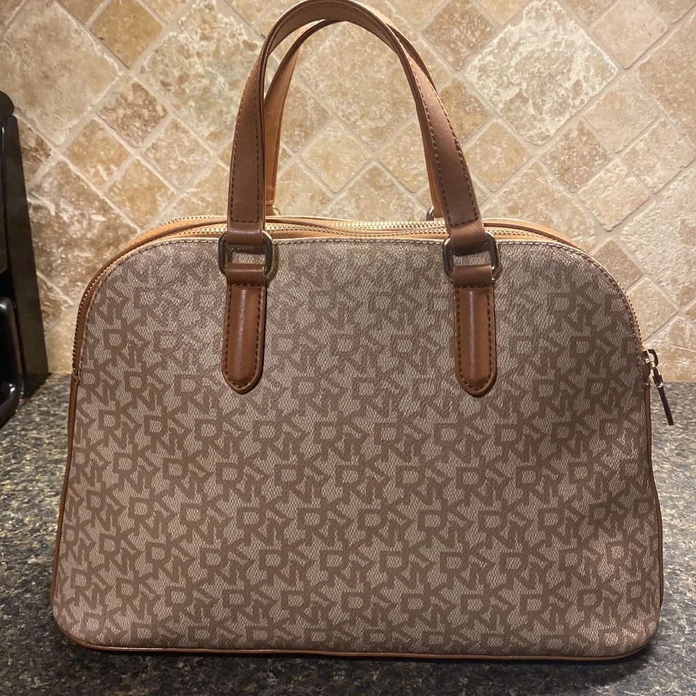 DKNY Heritage Coated Logo Leather Satchel - Picture 4 of 7